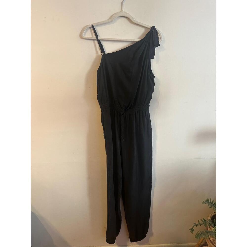 NWT Paige Zahra Lightweight One Shoulder Black Sleeveless Jumpsuit Size S * flaw